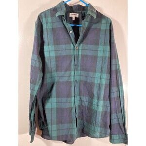 EXPRESS Men's Fitted Dress Shirt • Black / Green Plaid • (XL) • Extra Slim Fit